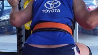 Gym stud does squats to build a big beefy butt