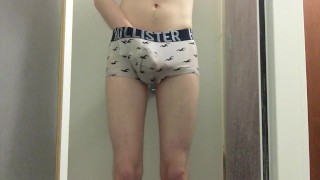Desperate College Twink Pissing His Tight White Trunks