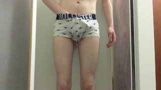 Desperate College Twink Pissing His Tight White Trunks