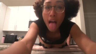 Rhileylove’s crush fucks her on the Kitchen Counter.