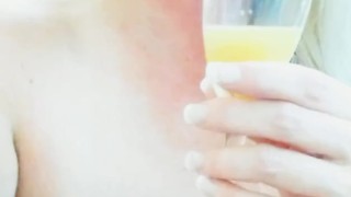 Hanging up clothes naked before I cum fingering ass and pussy