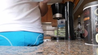 Watch my morning routine from having a coffee and a cig 8n underwear til undressing and jerking off 