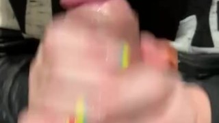 POV, Amateur HOT MILF gives Amazing Close Up BLOW JOB on Vacation 