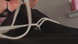 Tying myself up with ropes in nylon stockings before my boyfriend gets home from work