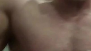 Flexing muscle then shooting a load cum over my big Daddy pecs