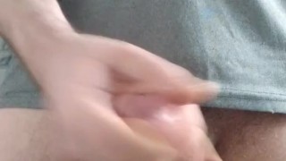 Quick masturbation on the mirror with lots of cum