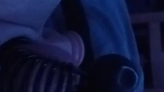 Chastity twink trying to cum in chastity