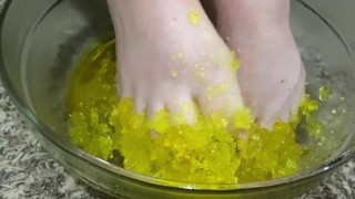 Yellow Jell-O between my toes!