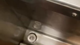 Hot cruising in public toilet wanking my hard cock with big cumshot 
