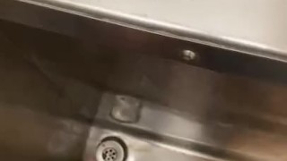 Hot cruising in public toilet wanking my hard cock with big cumshot 