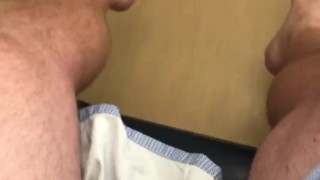 Risky Doctor’s Office Masturbation: Male Patient in a Gown Plays W/ His Penis Hoping to get Caught 