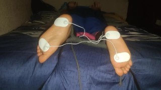 Foot Torture - Male Feet Tied and Electrified