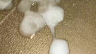 Quickie Masturbation in the bathroom before anyone gets out of bed, Massive Cum Shot in Slow Motion