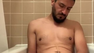 Got some piss for me? big cock latino pissing, fingering and cuming