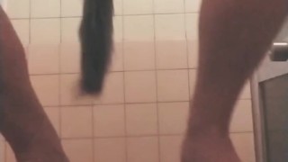 Russian Twink with a tail and bubble butt plays in shower
