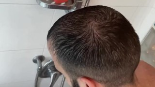 Straight daddy caught jerking off in the shower 