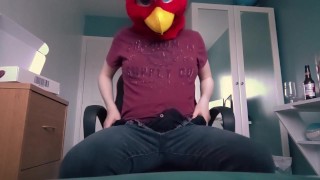 Fursuit Teasing with cute rainbow socks, stripping, and cumming inside condom