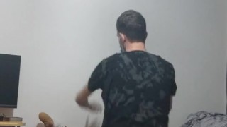 Sexy lad wearing layers of clothes with Perfect skinny body does strip tease