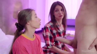 WOWGIRLS Nelya and Stefanie Moon getting slammed from behind by a guy with big cock