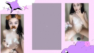 Teen Covered in cream 