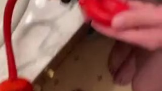 Friend using a dick pump on me