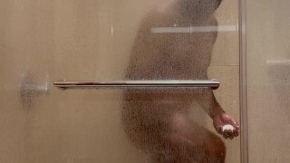 Wait here while I take a shower - but no peeking!