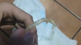 Pee diaper and cumshot