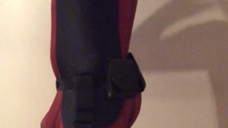 in DEADPOOL costume with NO UNDERWEAR ON and that BIG PACKAGE