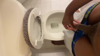 Thirsty? Have a sip - black boy pisses in toilet