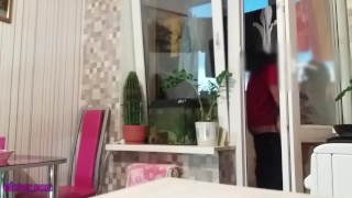 husband went to shower, wife without panties seduced friend