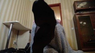 Smell feet in nylon stockings after a long day (custom video)