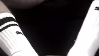 Jerking off with white socks 