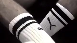 Jerking off with white socks 