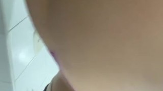 my stepsister's bitch records herself with her boyfriend in the bathroom