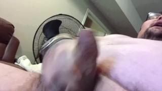 Chubby Guy Completely Naked Ejaculating & Spewing Stinky Sticky Curds of White Sperm on Himself 🐼