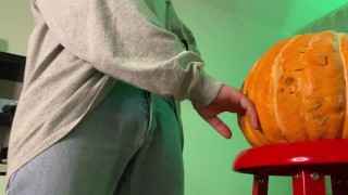 Harry fucked a Halloween pumpkin with a big dick 
