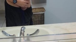 Intro2-Johnholmesjunior in real risky public shower and solo show in busy vancouver mens room