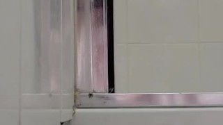 Intro2-Johnholmesjunior in real risky public shower and solo show in busy vancouver mens room