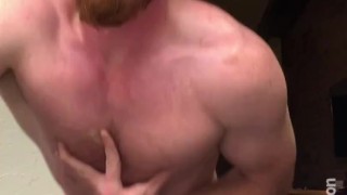 Hands free ginger cum (stroke with quads)