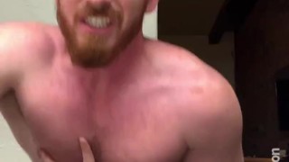 Hands free ginger cum (stroke with quads)