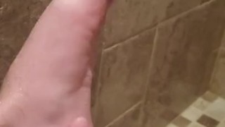 Playing with feet in the shower