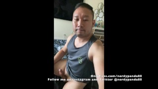 Nerdy Asian Guy Sampling Precum