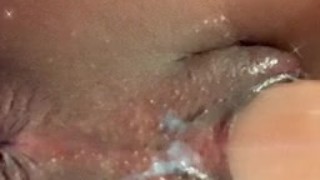 Slowed down pussy penetration with dildo