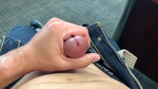 RISKY: Using Cum as Lube to Jerk Off at Work - Ruined Orgasm + Cum Play