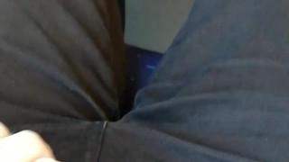 Showing off my locked dick on the train