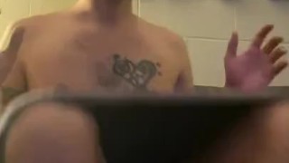 After shower solo jerk off. Young guy cums twice 