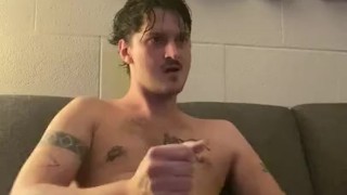 After shower solo jerk off. Young guy cums twice 