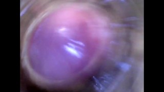 Cumshot inside onahole with Endoscope