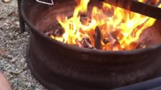 Cooking Food & Jerking By The Campfire, Cumming All Over My Meat, Then Pissed On The Fire To Put Out