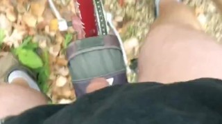 Risky Outdoor Dildo Bike Ride with a Suction Cup Dildo Up My Ass that’s Attached to the Bike Seat